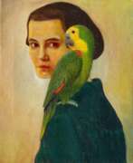 Gustav Wunderwald. Dame mit Papagei (Die Gattin des Künstlers)