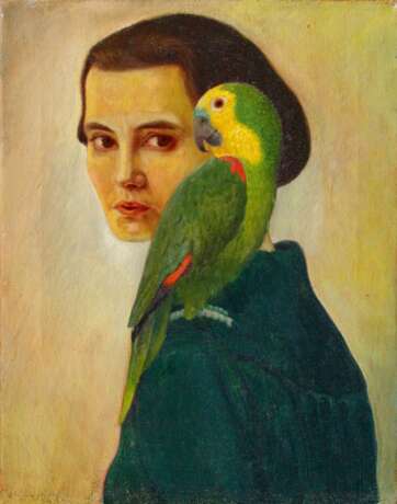 Wunderwald, Gustav. Dame mit Papagei (Die Gattin des Künstlers) - Foto 1