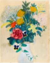 Blumen in hellblauer Vase II