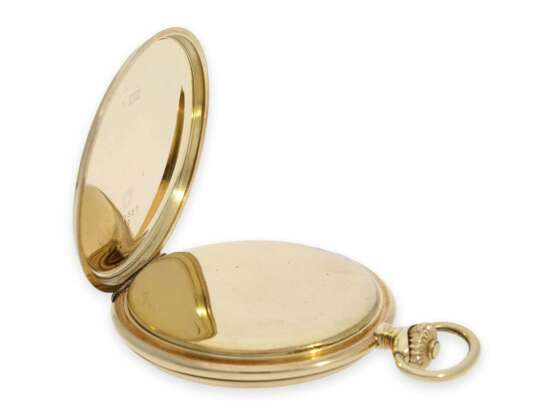 Taschenuhr: hochwertige Alpina Art déco Goldsavonnette mit dazugehöriger Goldkette und Originalbox, ca. 1930 - photo 4