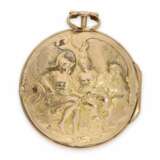 Taschenuhr: frühe, 3 -fach-Gehäuse Repoussé-Spindeluhr in Gold, signiert Rose London, ca. 1770 - Foto 6