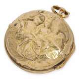 Taschenuhr: frühe, 3 -fach-Gehäuse Repoussé-Spindeluhr in Gold, signiert Rose London, ca. 1770 - photo 7
