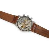 Armbanduhr: nahezu neuwertiger, sehr großer Edelstahl-Chronograph, um 1960, Hersteller A. Houriet-Nicolet Tramelan - Foto 3