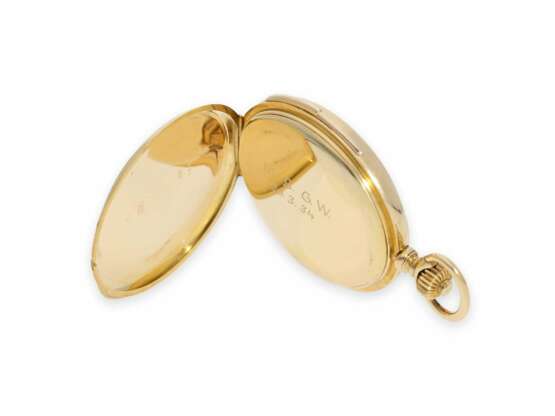 Taschenuhr: hochwertige Goldsavonnette mit Viertelstunden-Repetition, Spitzenkaliber von Le Coultre, signiert Schoechlin & Co. Bienne, No.7644, ca.1910 - Foto 3