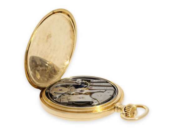 Taschenuhr: hochwertige Goldsavonnette mit Viertelstunden-Repetition, Spitzenkaliber von Le Coultre, signiert Schoechlin & Co. Bienne, No.7644, ca.1910 - фото 5