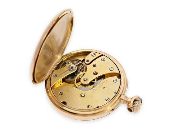 Taschenuhr: rotgoldenes Patek Philippe Ankerchronometer mit seltenem Kaliber, Originalbox und Originalpapieren von 1899! - Foto 2