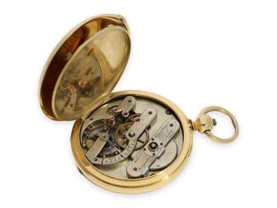 Taschenuhr: frühe Jules Jürgensen Copenhagen Goldsavonnette mit Schlüsselaufzug, Ankerchronometer No.9148, ca. 1860 - фото 4