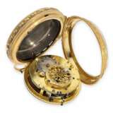 Taschenuhr: exquisite Gold/Emaille “a trois couleurs” Spindeluhr mit Repetition, Chevalier Paris No. 3505, ca.1800 - photo 4