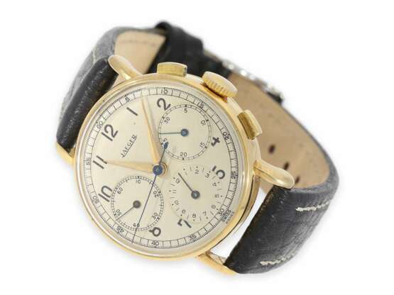 Armbanduhr: interessanter, früher Gold-Chronograph von Jaeger, vermutlich 40er Jahre - Foto 1