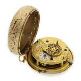 Taschenuhr: frühe Doppelgehäuse-Prunk-Spindeluhr mit Viertelstunden-Selbstschlag und Chatelaine, königlicher Uhrmacher Daniel de St. Leu London No.3999, ca.1785 - photo 4