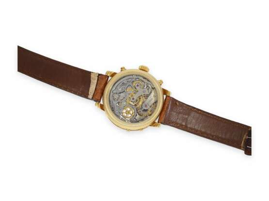 Armbanduhr: extrem rarer Minerva Chronograph mit Vollkalender und Mondphase, gefertigt in 18K Gold "Serie Limitée 1-50", No.09/50, mit Originalpapieren und originaler Bedienungsanleitung, verkauft im Februar 1989 - photo 2