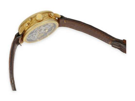 Armbanduhr: extrem rarer Minerva Chronograph mit Vollkalender und Mondphase, gefertigt in 18K Gold "Serie Limitée 1-50", No.09/50, mit Originalpapieren und originaler Bedienungsanleitung, verkauft im Februar 1989 - photo 3