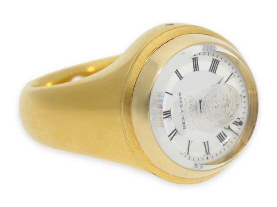Ringuhr: hochinteressante und hochfeine historische Ringuhr, Siegelring mit eingebauter Uhr und Bergkristallsiegel, Henry Capt Geneve, ca. 1850 - фото 8