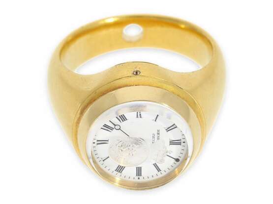 Ringuhr: hochinteressante und hochfeine historische Ringuhr, Siegelring mit eingebauter Uhr und Bergkristallsiegel, Henry Capt Geneve, ca. 1850 - Foto 9