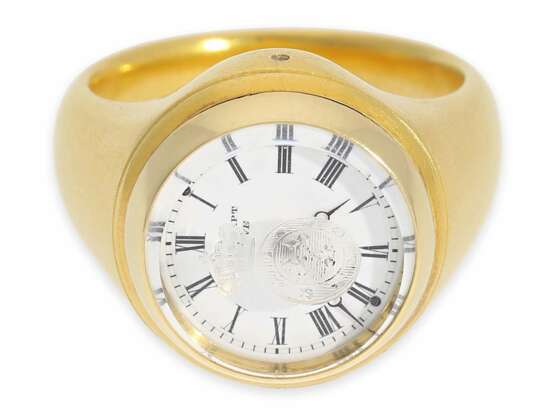 Ringuhr: hochinteressante und hochfeine historische Ringuhr, Siegelring mit eingebauter Uhr und Bergkristallsiegel, Henry Capt Geneve, ca. 1850 - photo 11
