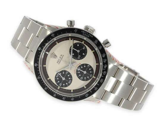 Armbanduhr: Rolex-Rarität, ganz früher Chronograph Daytona "Paul Newman" Ref. 6241 in verklebtem Zustand nach Rolex Service/Garantie Nachweis in Genf 2018, vom Hamburger Erstbesitzer, Genf ca.1967/68 - photo 5