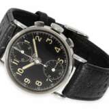 Armbanduhr: extrem rarer, ganz früher Heuer-Chronograph mit ovalen Drückern und Register auf "12", vermutlich 30er Jahre - photo 1