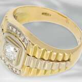 Ring: schwerer goldener Bicolor-Herrenring, mit hochfeinem Brillanten von ca. 0,44ct, 18K Gold - Foto 2