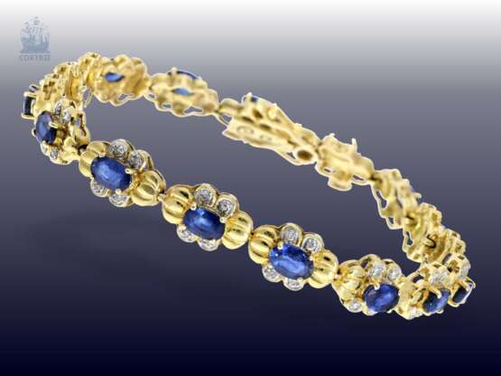 Armband: attraktives vintage Saphir/Diamant-Goldschmiedearmband, feine Ceylon-Saphire - Foto 1