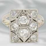Ring: dekorativer Art déco Ring mit Diamanten, insgesamt ca. 1,36, 14K Weißgold - photo 2