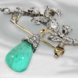 Brosche/Nadel: antike Goldschmiedebrosche mit Diamanten und schönem Smaragd, vermutlich um 1900 - фото 2