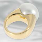 Ring: sehr schöner massiver Goldring mit riesiger Zuchtperle, vermutlich Südseezuchtperle, 18K Gelbgold, Handarbeit - photo 3