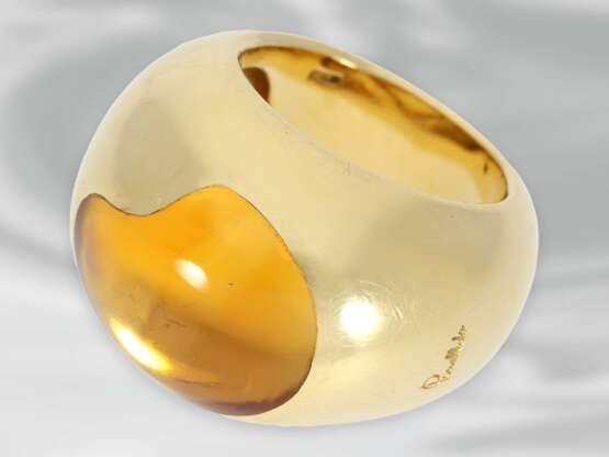 Ring: massiver, außergewöhnlicher Designerring mit Citrin, 18K Gelbgold, Markenschmuck von Pomellato Mailand - Foto 1