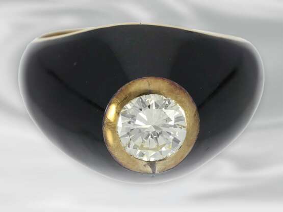 Ring: einzigartiger emaillierter vintage Gelbgoldring mit einem Brillant von ca. 0,62ct, 14K Gold - Foto 3