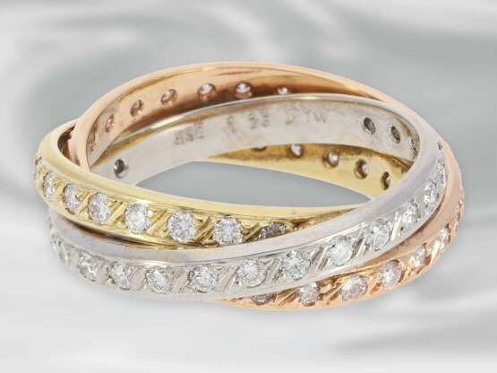 Ring: moderner und hochwertig gefertigter Tricolor-Brillant/Goldschmiedering, Brillanten von 1,26ct - фото 2