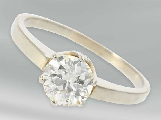Ring: hochwertiger vintage Solitärring mit Altschliff-Diamant, ca.1ct, 14K Weißgold - фото 1