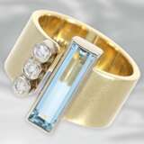 Ring: ausgefallener Designer-Goldschmiedering mit Brillanten und Aquamarin, bezeichnet HANDARBEIT, 14K Gold - photo 1