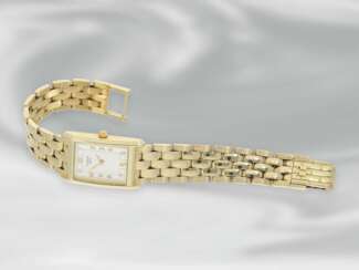 Armbanduhr: elegante Damenuhr der Marke Tissot, 14K Gold, Ref. T73231432, Originalpapiere