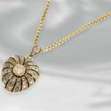 Kette/Collier: Gelbgoldkette mit sehr schönem antiken Diamant-Herzmedaillon - Foto 1