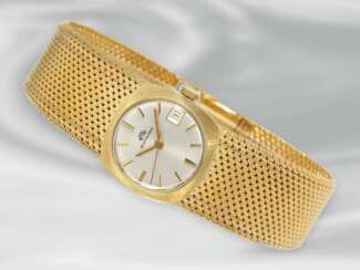 Armbanduhr: hochwertige, seltene goldene vintage Automatic-Damenuhr der Marke Bucherer, 18K Gold