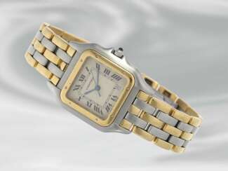 Armbanduhr: große Armbanduhr "Cartier Panthere" in Edelstahl/18K Gold, Herrengröße