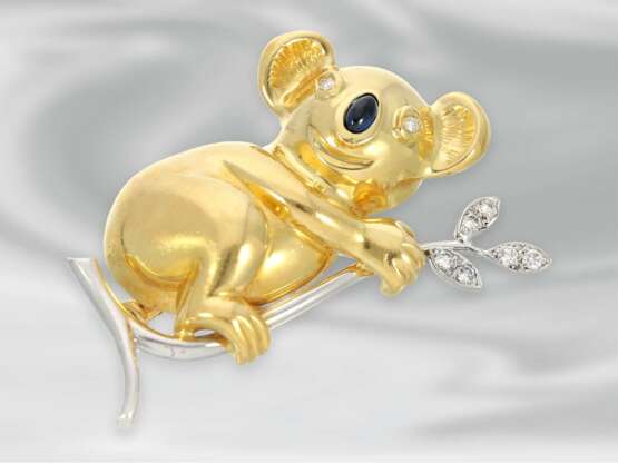 Brosche/Nadel: hochwertige Goldschmiedebrosche, Motiv "Koala Bär", Handarbeit aus 18K Gold - photo 2