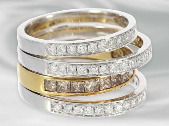 Ring: moderner Bicolor-Diamantring in außergewöhnlichem Design, ca. 2,02ct, 18K Gold - фото 1