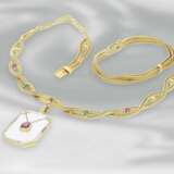 Kette/Collier/Armband: interessantes goldenes vintage Collier mit Farbsteinen, dazu ein passendes Armband, 14K Gold - фото 2