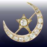 Brosche: ausgesprochen schöne und außergewöhnliche antike russische Diamantbrosche, Motiv "Mondsichel", große Diamanten, ca.2,5ct - фото 1