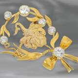 Brosche/Nadel: hochwertige Goldschmiedearbeit, Jugendstilbrosche mit Adelswappen, Altschliff-Diamanten von ca. 2,6ct - photo 1