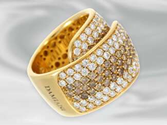 Ring: sehr dekorativer, moderner breiter Brillantring, ca.3,42ct, 18K Gold, sehr teurer Markenschmuck von Damiani, neu und ungetragen