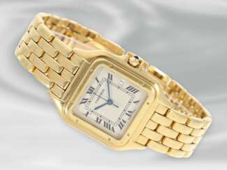 Armbanduhr: luxuriöse, große Armbanduhr Cartier "Panthere" in 18K Gold