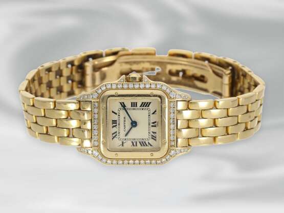 Armbanduhr: äußerst hochwertige Damenuhr mit Diamantbesatz, 18K Gold, mit Originalbox - Foto 2