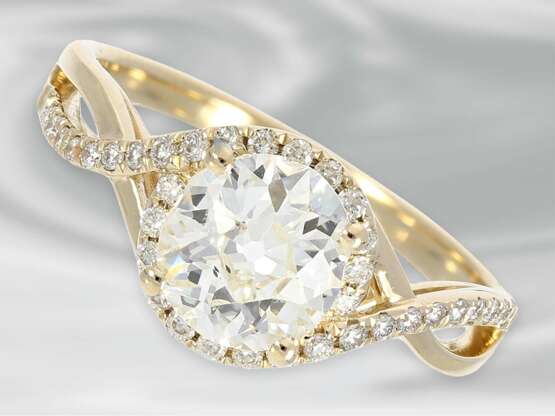 Ring: attraktiver Solitärring mit Altschliffdiamant, ca. 1,5ct, 14K Gold - photo 1