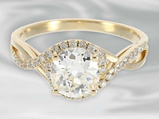 Ring: attraktiver Solitärring mit Altschliffdiamant, ca. 1,5ct, 14K Gold - фото 4