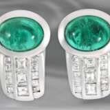 Ohrschmuck: sehr schöne und sehr wertvolle Smaragd-Ohrclips mit Diamanten, ca. 3,03ct, 18K Weißgold - фото 1