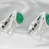 Ohrschmuck: sehr schöne und sehr wertvolle Smaragd-Ohrclips mit Diamanten, ca. 3,03ct, 18K Weißgold - photo 2