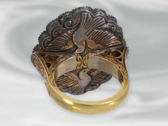 Ring: einzigartiger antiker Saphirring mit sehr wertvollem Burma-Saphir von ca. 26ct, unbehandelt, SSEF Zertifikat, 18K Gold, Silber - photo 2