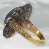 Ring: einzigartiger antiker Saphirring mit sehr wertvollem Burma-Saphir von ca. 26ct, unbehandelt, SSEF Zertifikat, 18K Gold, Silber - Foto 3