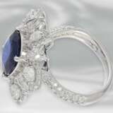 Ring: extrem hochwertiger vintage Diamant/Blütenring mit äußerst seltenem und sehr wertvollen Burma-Saphir, insgesamt 6,9ct - Foto 6